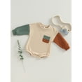 thumbnail image 4 of Coduop Baby Girls Casual Long Sleeve Bodysuit Rompers Crewneck Contrast Color Playsuit Jumpsuit, 4 of 8