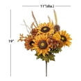 thumbnail image 2 of Phoenix Silk Yellow Sunflowers Bush – 19 Bouquet, Satin Artificial Flowers, 11-4664 YL 2 of 6