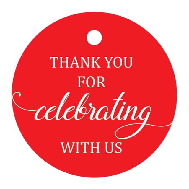 100 Pcs Personalized Round Paper Tags - Thank You For Celebrating With Us Wedding Favor Gift Hang Tags Circle