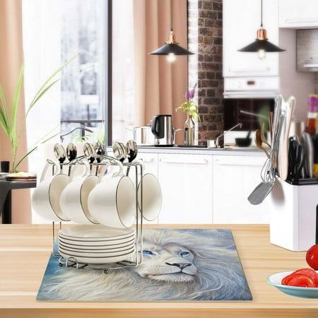 

Kitchen Leather Drying Mat 17.7*11.8*0.12 Inch Kitchen Drying Mat Coffee Machine Mat Dish Drying Mats Fast Water Absorption Beautiful Fashion Beautiful Big Lion