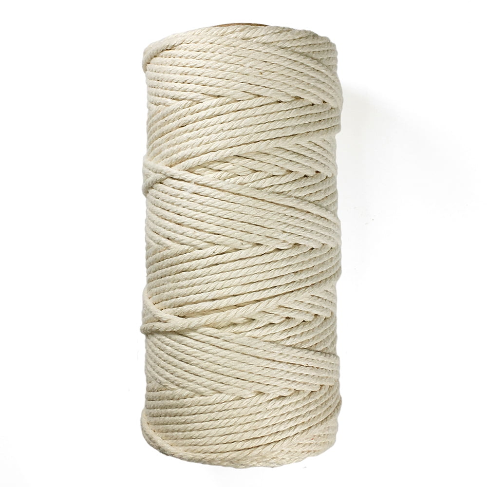about 218 yd 4mm x 200m Macrame Cotton Cord,Not Dyed,Natural Color Handmade Soft 4-Strand Cotton Cord Rope for Macrame,Wall Hanging,Plant Hanger,DIY Craft Making,Knitting,Home Decoration