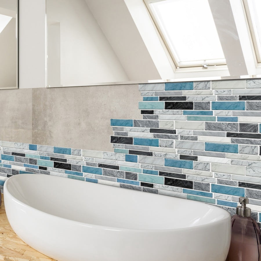 Peel and Stick Backsplash Wall Tiles,Self-Adhesive,Oil Proof,Waterproof, Removable Wall Panels for Kitchen & Bathroom,Modern Design, Easy Install (9.68x4.72 inch,48 Pack)