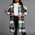 thumbnail image 5 of Hueook Flannel Jacket Women Fashion Women's Casual Pocket Long Sleeve Turndow Collar Ladies Top Blouse Coat Gray L, 5 of 7