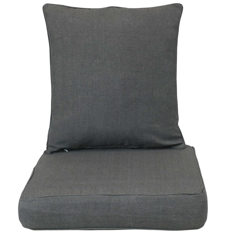 Sunbrella 2pc Outdoor Deep Seat Pillow and Cushion Set Silver Gray