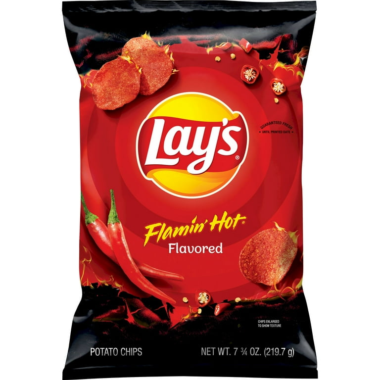 4 pack) Lay's Potato Chips Flamin' Hot Flavored, 7.75 oz