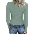 thumbnail image 5 of Womens Long Sleeve Stretch Crewneck Ribbed T-Shirt Slim Fit Casual Basic Tops Light Green S, 5 of 6