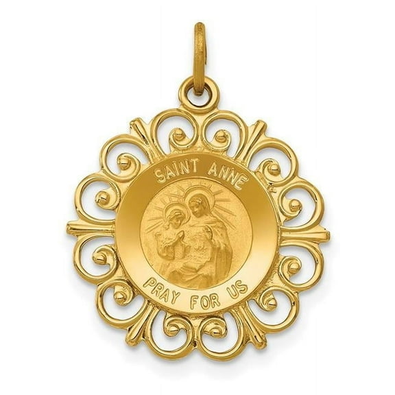 14K Yellow Gold Saint Anne Medal Charm