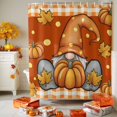 thumbnail image 3 of Shower Curtain 60"W x 72"L Autumn Gnome Thanksgiving Maple Leaf Fabric Shower Curtains Set with Hooks Water Repellent Bathroom Curtains Machine Washable Bathroom Accessories, 3 of 6