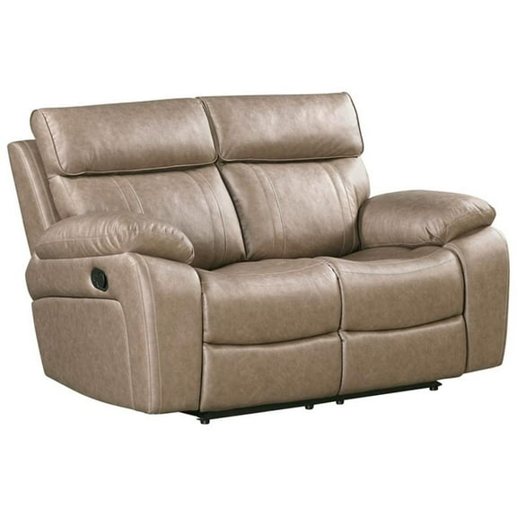 Pemberly Row Contemporary Fabric Stokes Toffee Reclining Loveseat