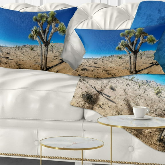 Designart Joshua Tree in Open Desert - Landscape Printed Throw Pillow - 12x20