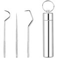 thumbnail image 1 of Juego de palillos de dientes de acero inoxidable de 3 piezas / juego, herramientas de limpieza de dientes de primera calidad, juego de palillos de dientes de hilo dental reutilizable, llavero de, 1 of 5
