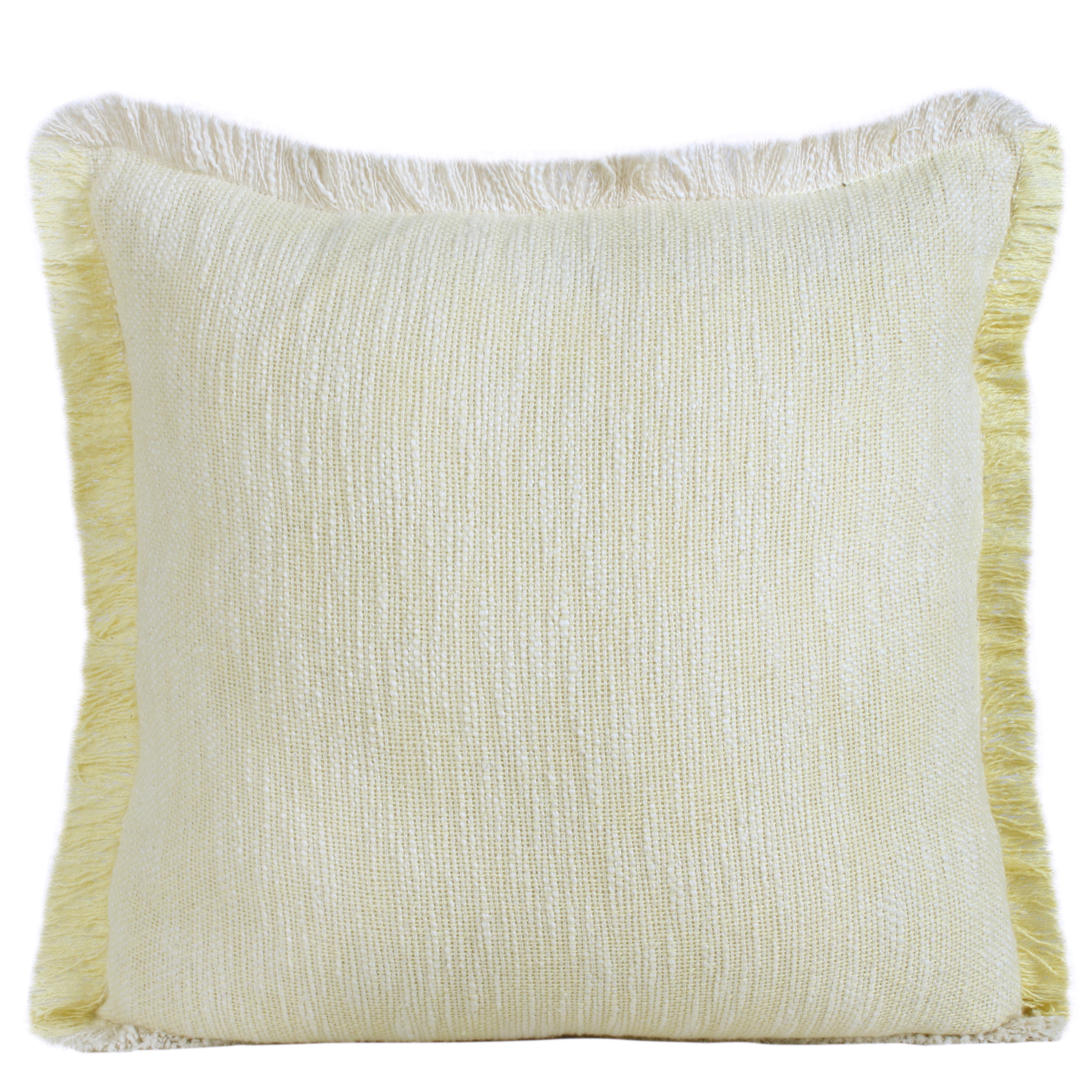 Ox Bay Bennett 20" x 20" Yellow/Ivory Solid Fringed Cotton Adult Decorative Throw Pillow Cover