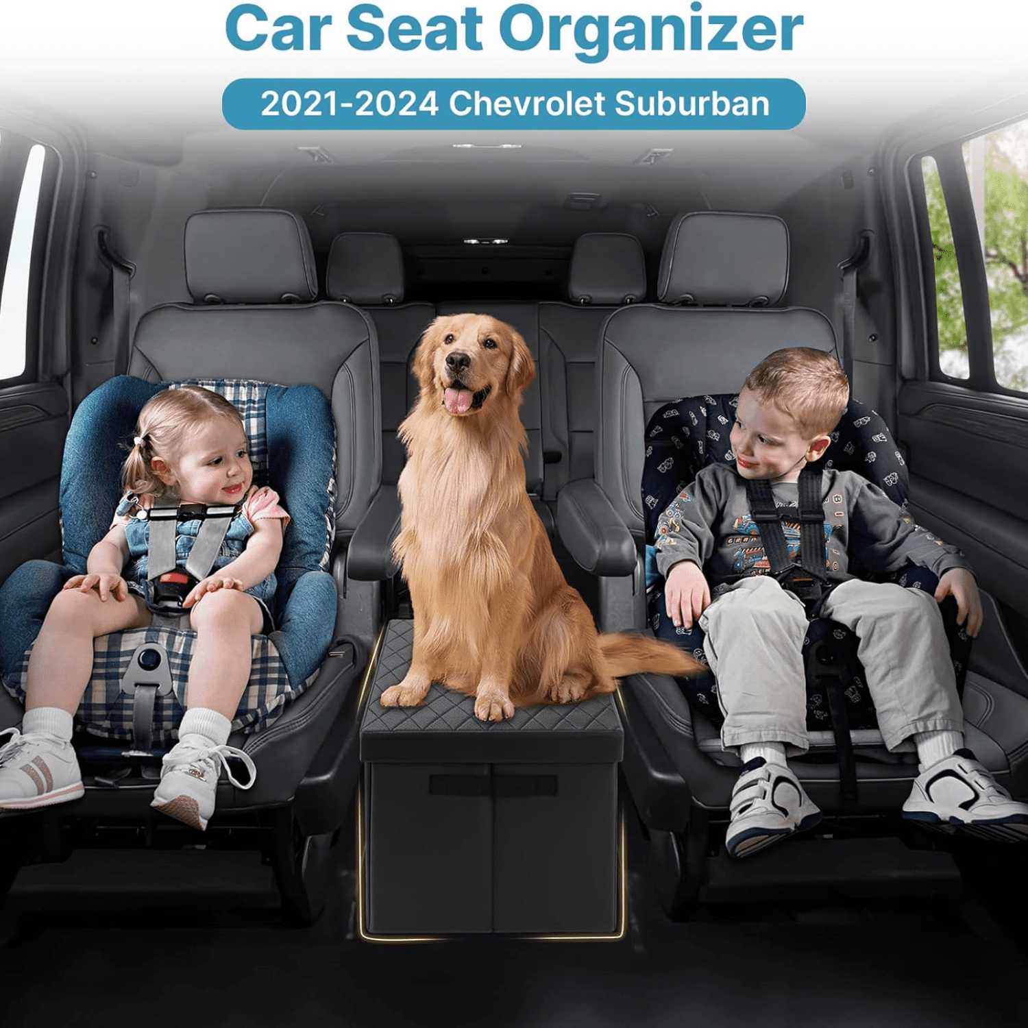 Car Seat Organizer for Chevrolet Suburban 2021-2026, Console Organizer Backseat Box for Chevy Suburban, Dog Toy Box Storage Bin Kids Toys Baby Supplies Travel Accessories