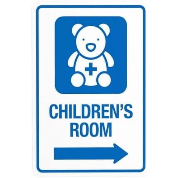 Children's Room With Graphic Right Arrow Warning Sign, Room Security Metal Signs for Business Home Outdoor Indoor Road Yard Garage Street Wall Safety Caution Custom Decor 8 x 12 Inch