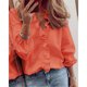 thumbnail image 4 of Blusa Manga Larga Cuello En V Falbala Puño Elástico Color Puro Tops De Moda Para Mujer Naranja M, 4 of 6