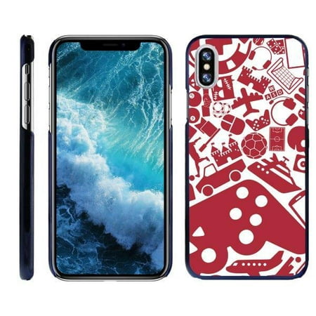 TurtleArmor ? | For Apple iPhone X A1901, A1865 | Apple iPhone 10 [Ultra Slim] Hard Protector Clip On Case Cover with Blue Edges - Gaming