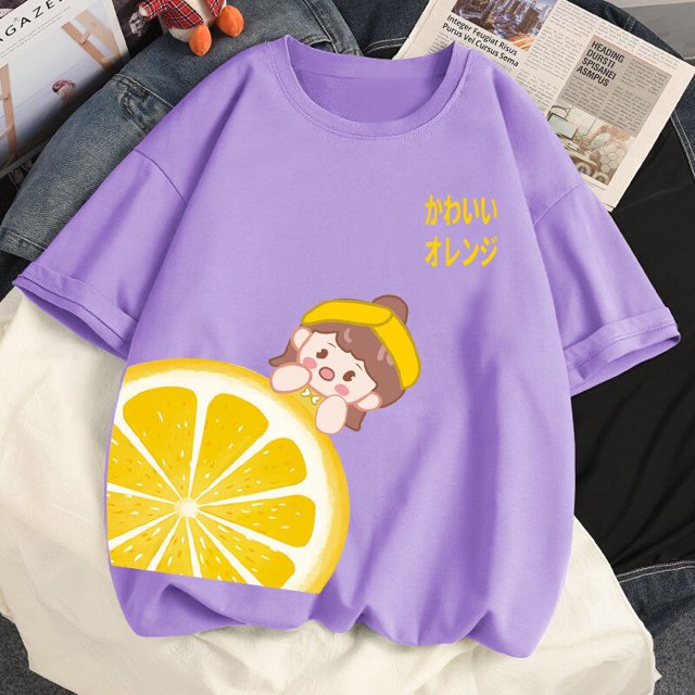 Camisetas 2023 de algodón para mujer, ropa Harajuku y2k, Kawaii, fresa, manga corta, 100%