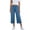Blue, variant on Women's Linen Capri Pants, Elastic Drawstring Waist Wide Leg Cropped Trousers with Pockets, Casual Summer Lounge & Work Pants(Pink/XXXXL)