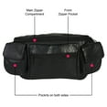 thumbnail image 4 of Large Black Solid Leather Waist Fanny Pack Belt Bag Travel Hip Purse Mens Womens Marshal, 4 of 7