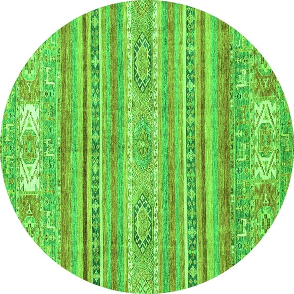 Ahgly Company Indoor Round Abstract Green Modern Area Rugs, 7' Round