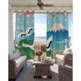 thumbnail image 4 of Teal Blue Mountain Blackout Curtains 54 Inches Long, Farmhouse Cherry Blossoms Cranes Thermal Insulated Black Out Curtains, Darkening Window Curtain Drapes for Bedroom Living Room 45"x54" 2 Panels, 4 of 9