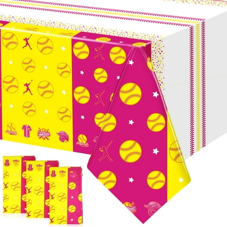 

3Pcs Softball Tablecloth Softball Birthday Party Supplies Large Plastic Softball Table Cover Disposable Softball Rectangle Table Cloth for Sports Softball Themed Birthday Party Decoration