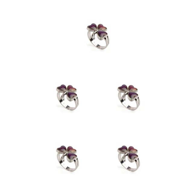 Qarigey Anillos de humor termocromáticos fáciles de combinar moda Retro ligera temperatura cambiable joyería diseño único trébol de fiesta Trébol 5piezas Qarigey CBP222360