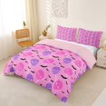 thumbnail image 2 of Homewish Hipple Skull Duvet Cover Queen,Halloween Bats Queen Bedding,Pink Purple,Pink Reversible,3-Piece,1 Duvet Cover and 2 Pillowcases, 2 of 6