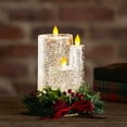 thumbnail image 2 of Evergreen Beautiful LED Spinning Water Candle with Artificial Pine and Bow - 7 x 5 x 8 Inches Indoor/Outdoor Decoration, 2 of 3