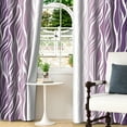 thumbnail image 4 of Lfeey Gradient Stripe Blackout Curtains, Grommet Curtains for Modern Living Room Bedroom, Purple White Ombre, 42x84 inch, 4 of 5