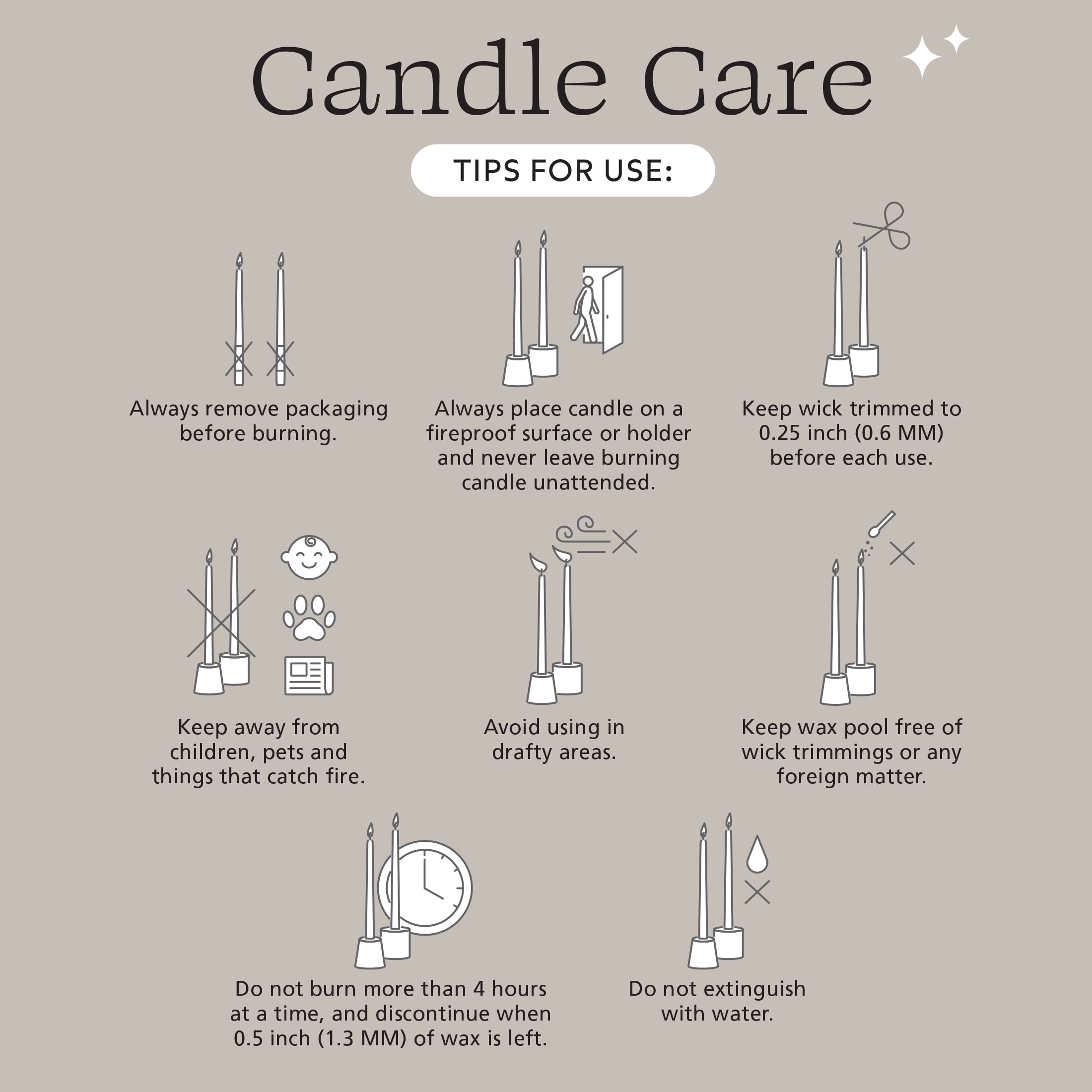 Mainstays Paraffin Wax 10" Twist Taper Candle, Unscented, Taupe