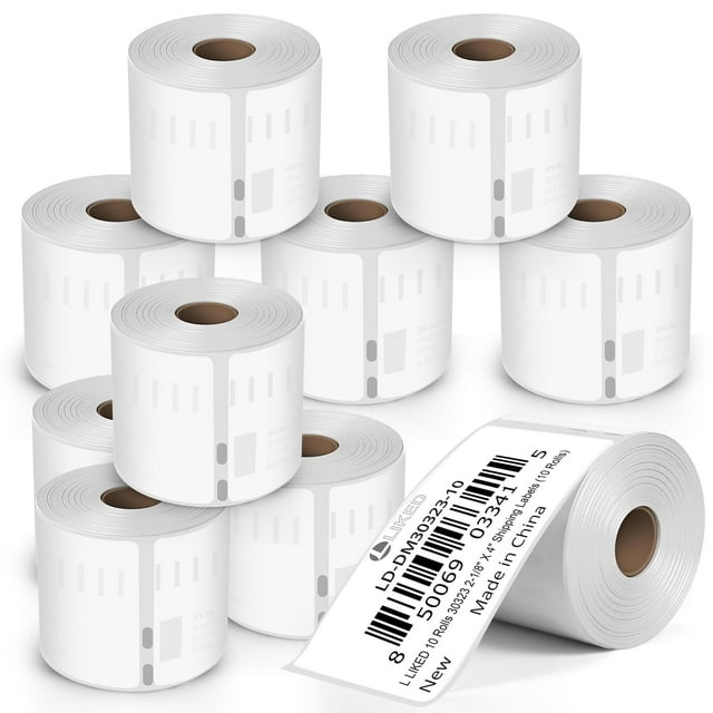 L LIKED 10 rollos compatibles con Dymo 30323 2-1/8"" x 4"" etiquetas de repuesto para envío e Internet para impresora LW 450 450 Turbo 4XL (10 rollos)