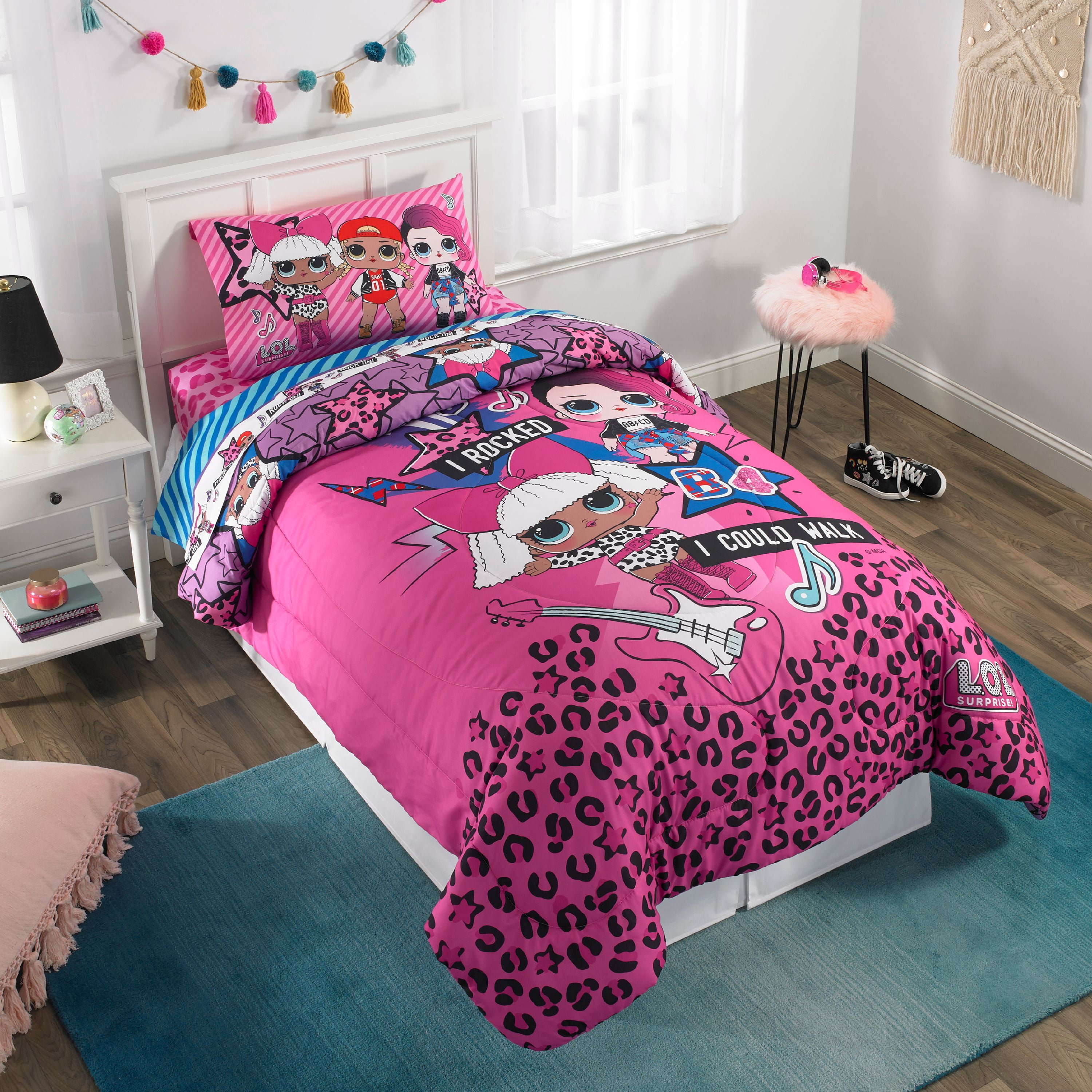 LOL Surprise Kids Twin Sheet Set Blue and Pink MGA Walmart