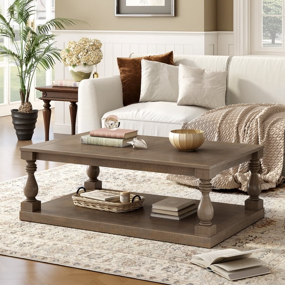 Vintage U_Style Coffee Table - Coffee Pine, Living Room