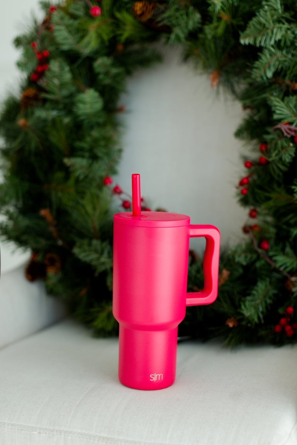 (4 pack) Simple Modern 30 fl oz Insulated Stainless Steel Trek Tumbler with Straw Lid | Holly Berry