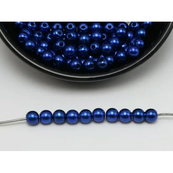 U8MO 500 Pcs 6mm Plastic Faux Pearl Round Beads Imitation Pearl Color For Choice-Navy Blue