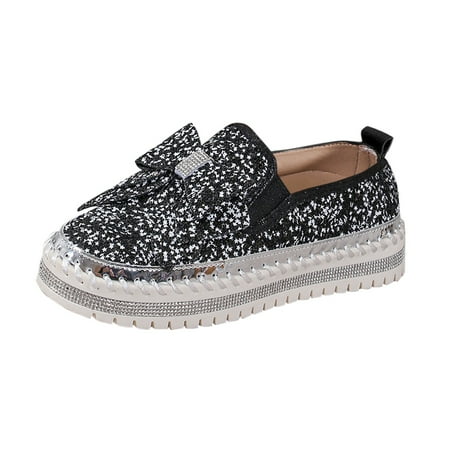 QYZEU Womens Black Flats Comfort Shoes for Women Women s Fashion Sequin Bow Casual Shoes Slip On Casual Comfortable Shoes Women Slip on Walking Shoes Black 41