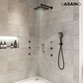 thumbnail image 4 of CASAINC Luxury Thermostatic 3-Spray Patterns 12 in. Flush Wall Mount Rainfall Dual Shower Heads with 6-Jets in Matte Black, 4 of 11