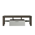 thumbnail image 5 of 20 Minutes Quick Assembly Brown TV Stand with Toughened Glass Shelf, Floor Cabinet, LED Color Changing Lights for Living Room, 5 of 12