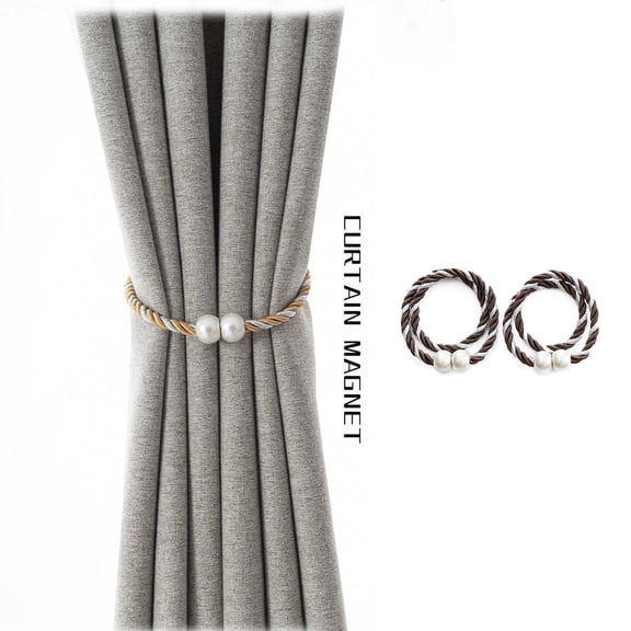 Zzbeans Magnetic Curtain Tiebacks, 16 Inch Strong Magnetic Curtain Straps for Weaving and Fixing, Decorative Rope Holdbacks for Thick Sheer Drapes Shower Patio Door Curtains