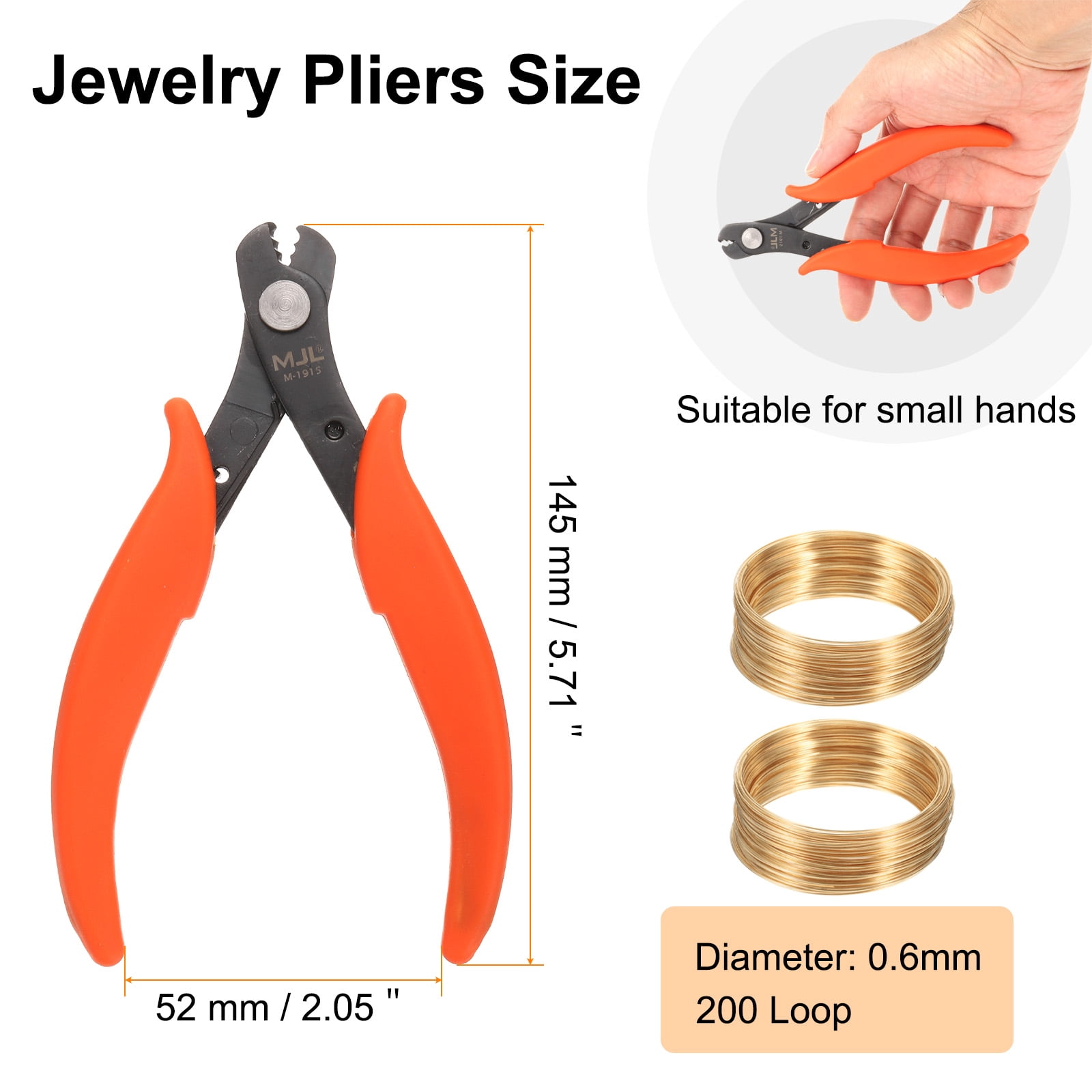 Uxcell Memory Wire Cutter Kit 5.5" Mini Jewelry Pliers with 200 Loops Rose Gold Memory Wire for Bracelet Making Crafts Jewelry Making