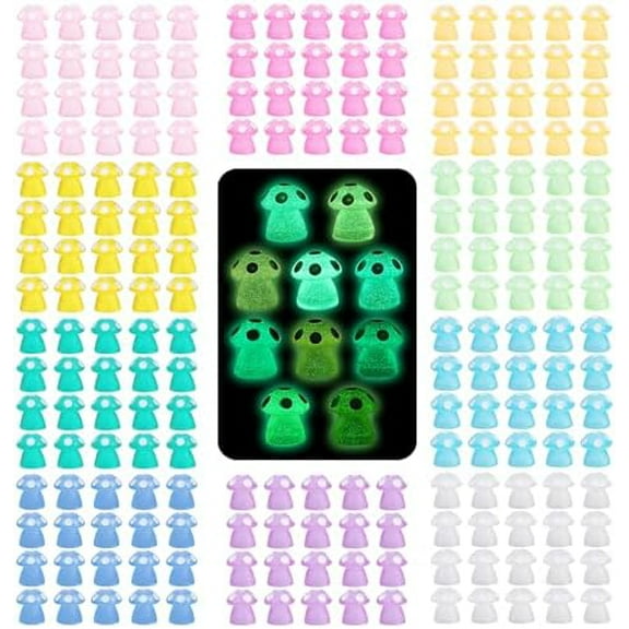 200PCS 10-Color Luminous Tiny Mushrooms (0.5"×0.45"): outdoor/indoor decor for gardens, succulents, crafts – $, Garden & Patio.