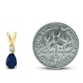 thumbnail image 4 of SZUL Women's 14K Yellow Gold 6x4MM Pear Sapphire and Diamond Pendant, 4 of 5