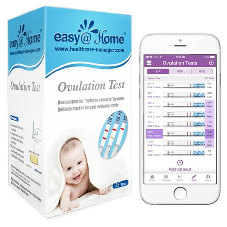 - Easy@Home 25 Ovulation Test Kit, Simplest Ovulation and Period Tracking, Powered by Premom Ovulation Predictor iOS and Android App, 25 LH Tests