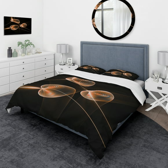 Designart - Fractal Pink Orchids - Traditional Duvet Cover Set