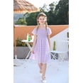thumbnail image 3 of Aideaone Girls Chiffon Dress Flutter Ruffle Short Sleeve Kids Square Neck Frocks Purple 6-13Y, 3 of 8