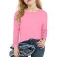 thumbnail image 4 of Thredzr Girls Long Sleeve White Shirt Long Sleeve Tops Basic Oversized Solid Color Tees Fashion T-Shirts Pink 150, 4 of 4