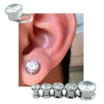 thumbnail image 2 of ZS 1 Pair Sparkly Crystal Ear Plug Tunnels Stainless Steel Ear Gauge Expander Stretcher Body Piercing 0g 00g, 2 of 6