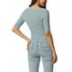 thumbnail image 3 of Camiseta de manga corta para mujer INSPIRE CHIC, de punto acanalado, ajuste ceñido, cuello cuadrado, suéter sólido, blusa, tops, L, gris, 3 of 7