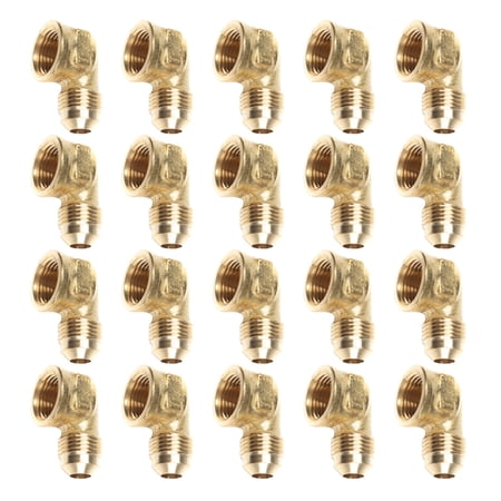 LTWFITTING Brass 3/8 OD x 3/8 Female NPT 45 Deg Flare 90 Degree Flare Elbow Tube Fitting(Pack of 20)